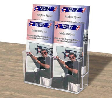 Trifold Holder for 4"W Brochures 2 Tier Multi Pocket Display
