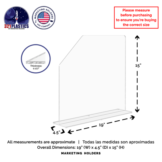 19"W x 15"H Sink Splash Guard Barrier