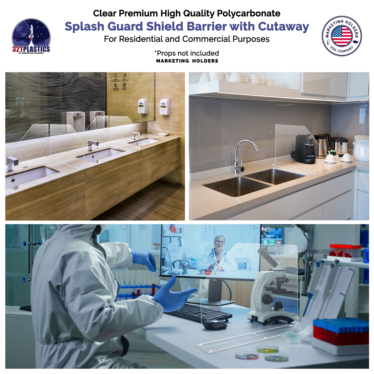 19"W x 15"H Sink Splash Guard Barrier