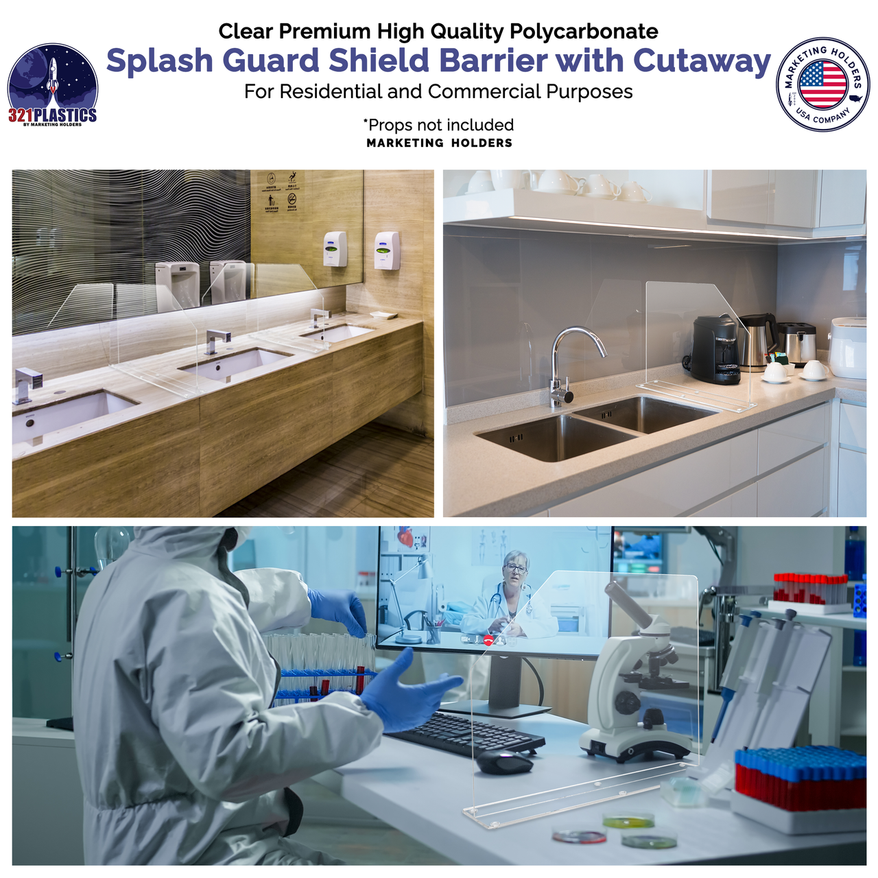 19"W x 18"H Sink Splash Guard Barrier