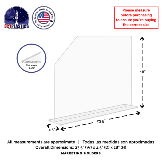 23.5"W x 18"H Sink Splash Guard Barrier