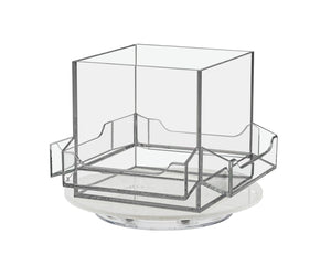 Spinning Business Card Holder with 4 Pockets and Center Storage Bin