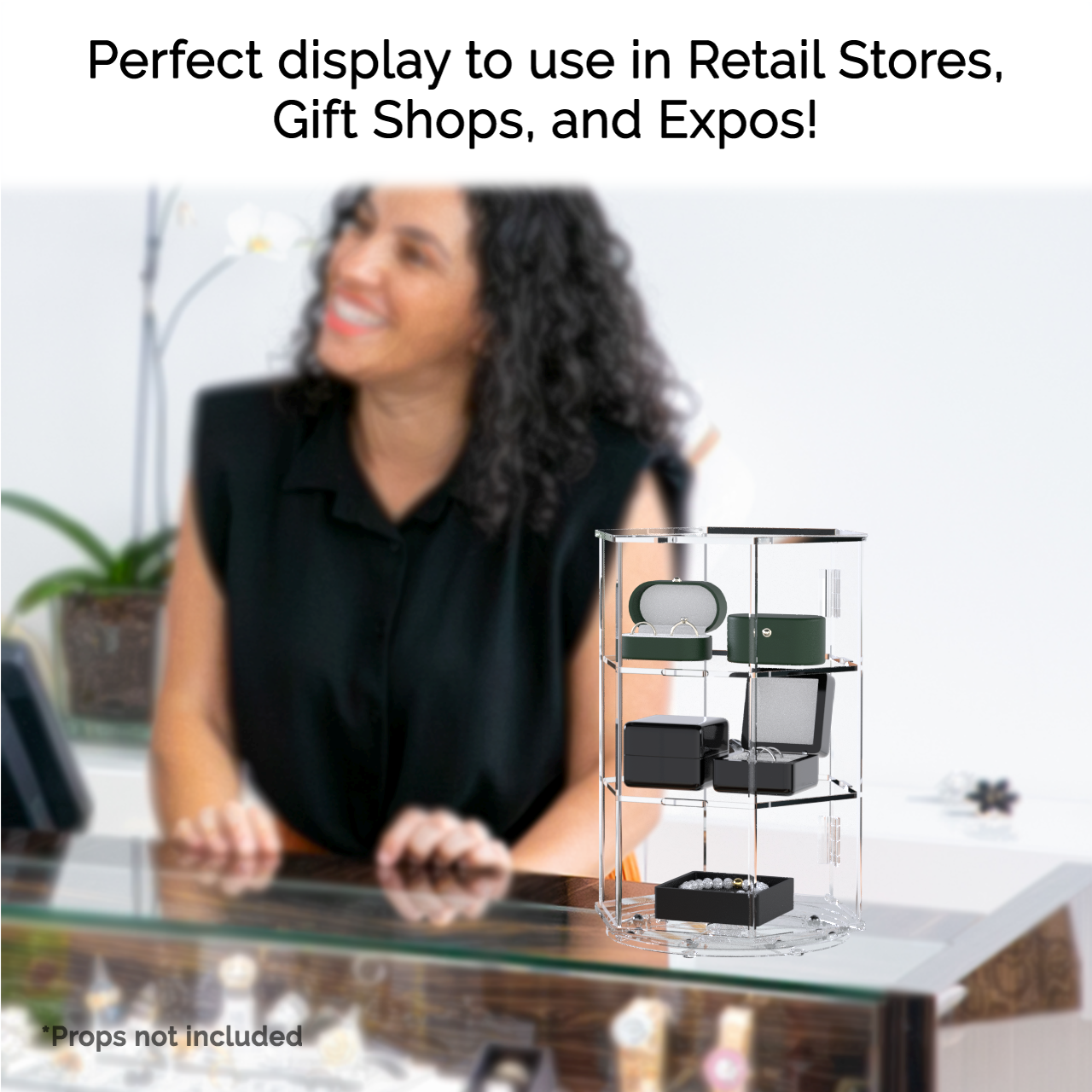 Hexagon Display Case Rotating Locking Cabinet