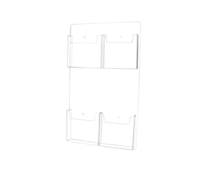 Wall 4 Pocket Brochure Holder for 4"W Trifold Literature