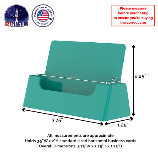 Teal Business Card Holder Single Pocket Countertop Display