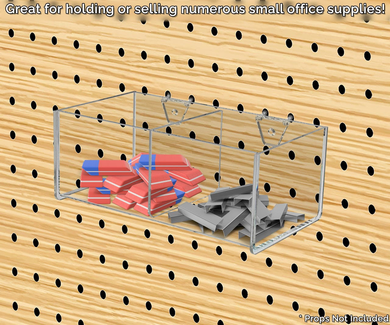 8"W Pegboard 2 Compartment Storage Bin Organizer