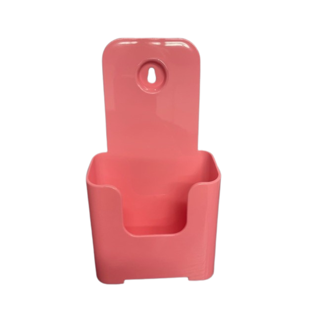 4"W Pink Trifold Brochure Holder Slant Back Display