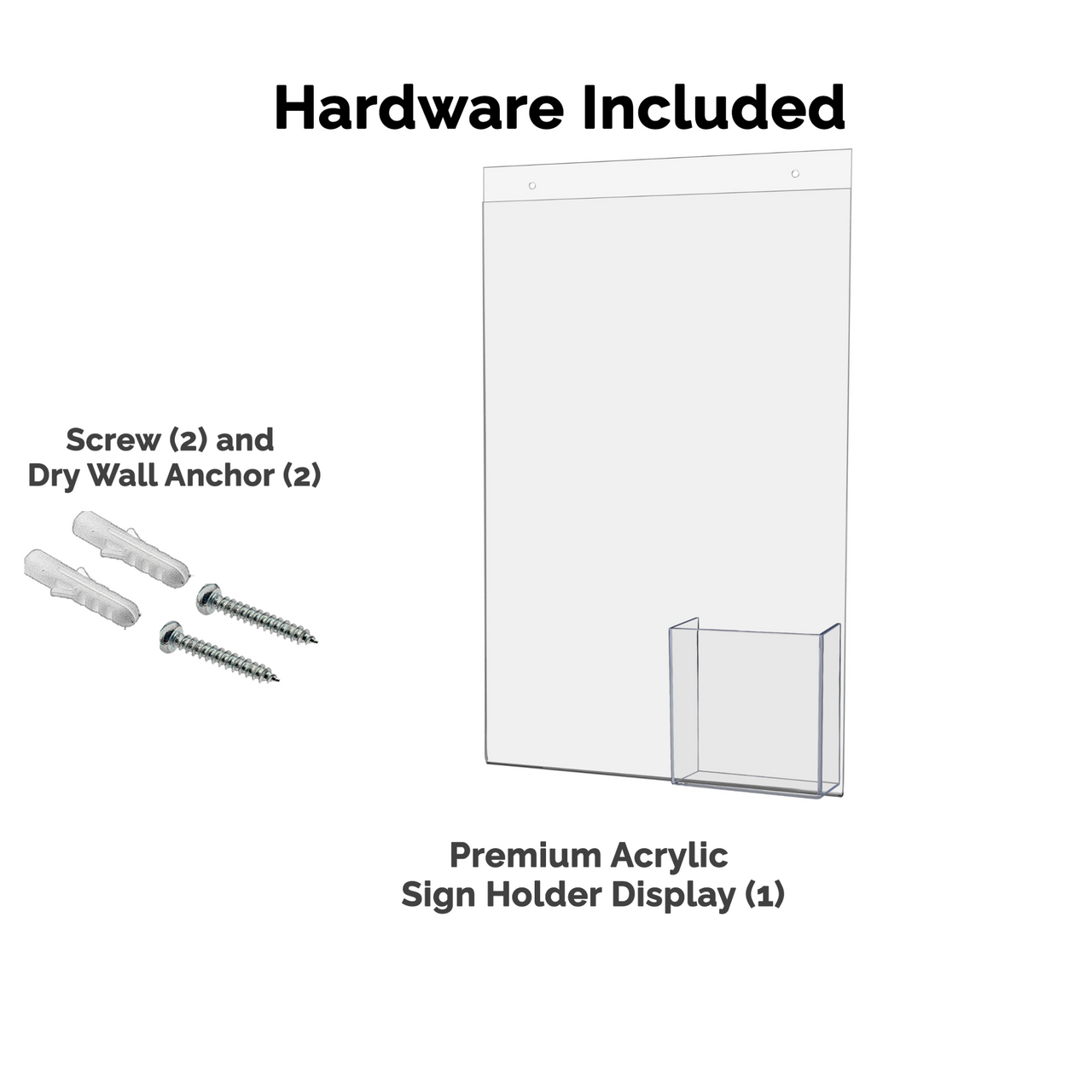 11"W x 17"H Wall Sign Holder with Brochure Pocket and Hardware