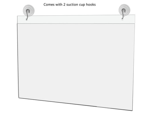 17"W x 11"H Window Mount Sign Holder Suction Cup with Hooks