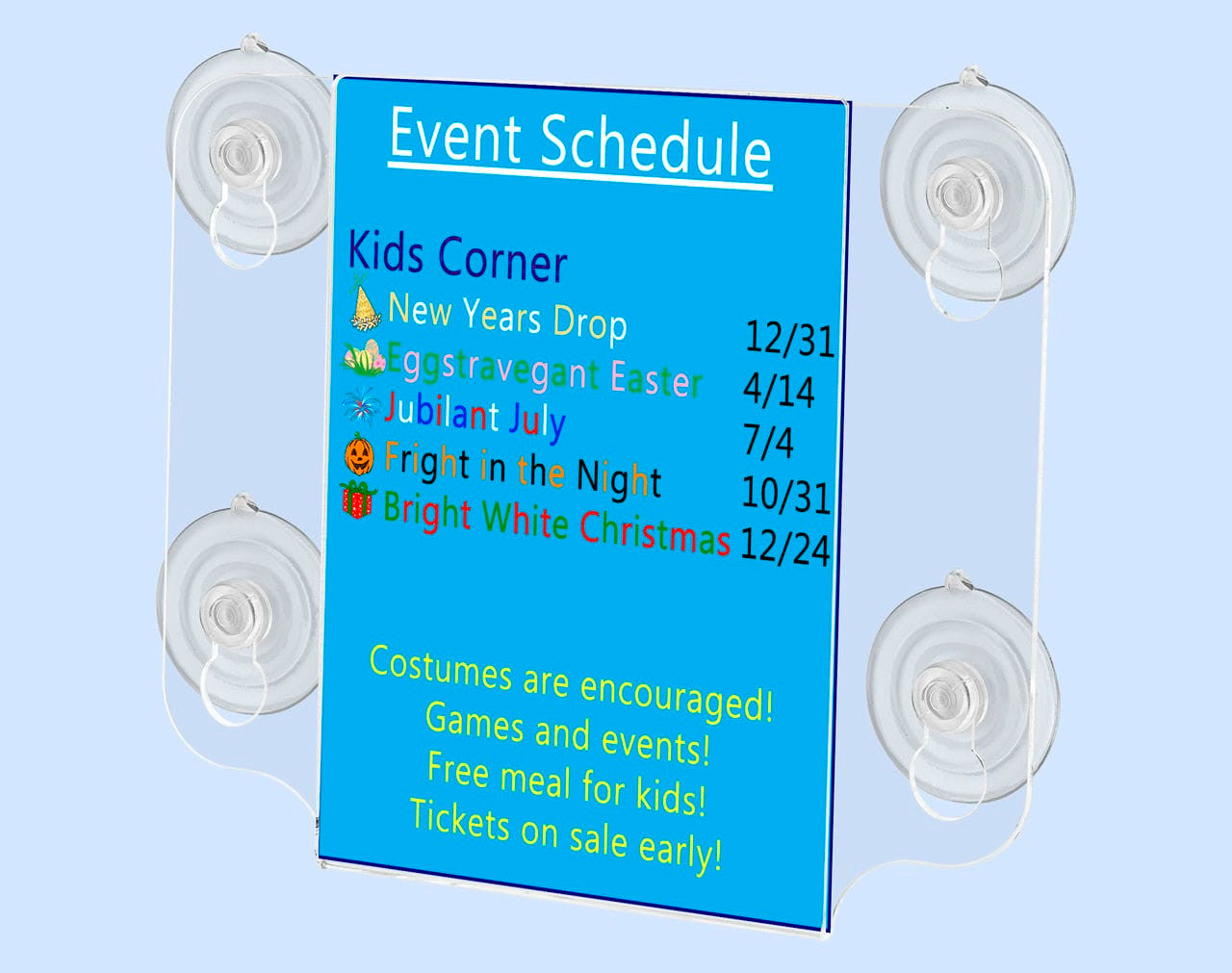 5"W x 7"H Window Sign Holder Double Sided with Suction Cups