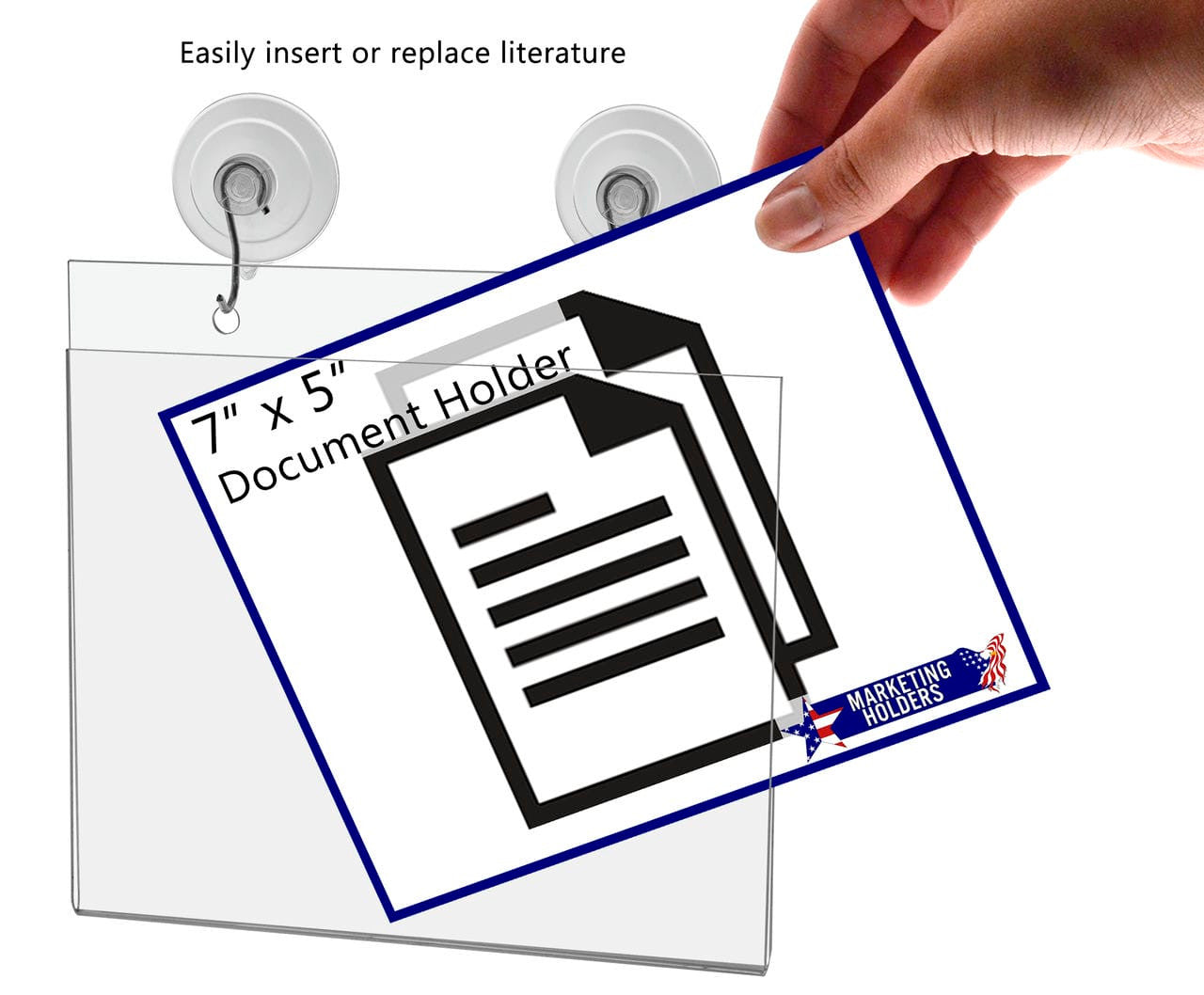 7"W x 5"H Window Mount Sign Holder Suction Cup with Hooks