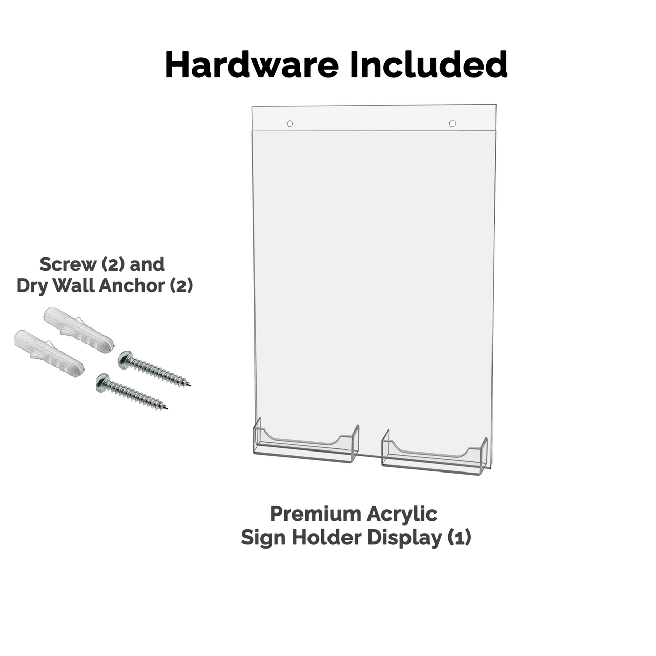 8.5"W x 11"H Sign Holder with 2 Business Card Pockets and Hardware
