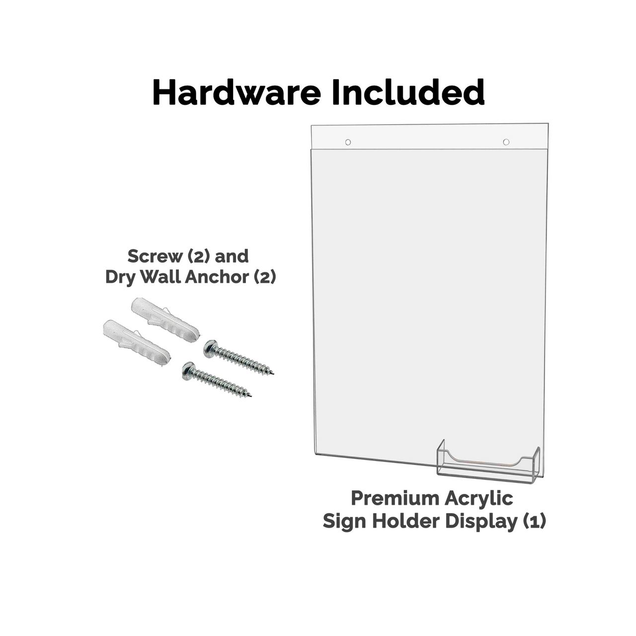 8.5"W x 11"H Wall Sign Holder with Business Card Pocket and Hardware