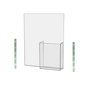 8.5"W x 11"H Wall Sign Holder with Brochure Pocket and Tape