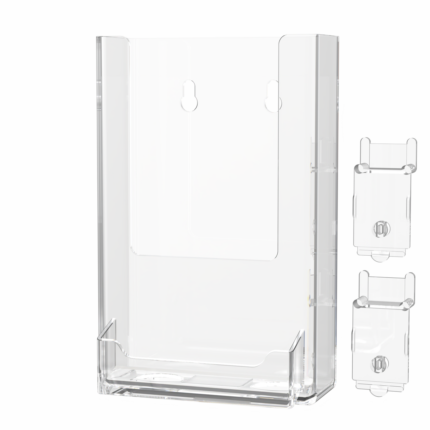 Slatwall 4" Trifold Brochure Holder with Business Card Pocket