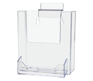 Slatwall 4"W Trifold Brochure Holder with Business Card Slot