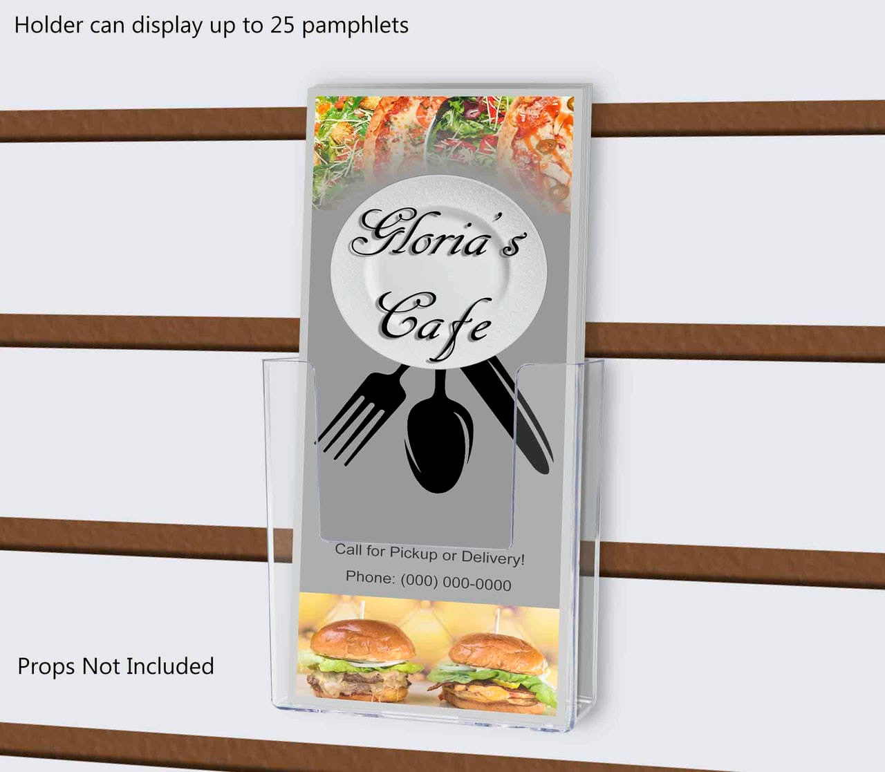 Slatwall 4"W Trifold Brochure Holder Literature Bin