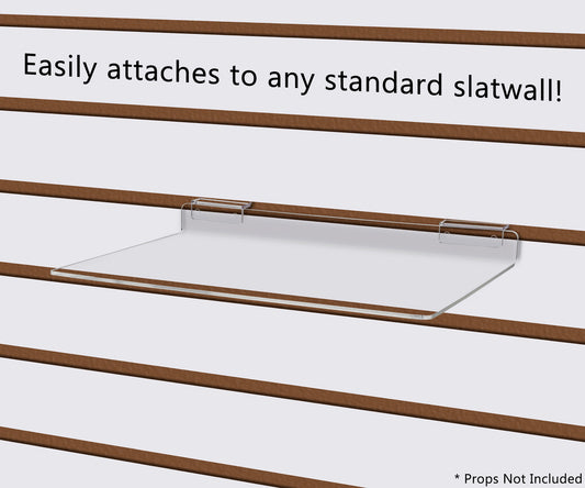 Slatwall 12"W Acrylic Retail Display Shelf