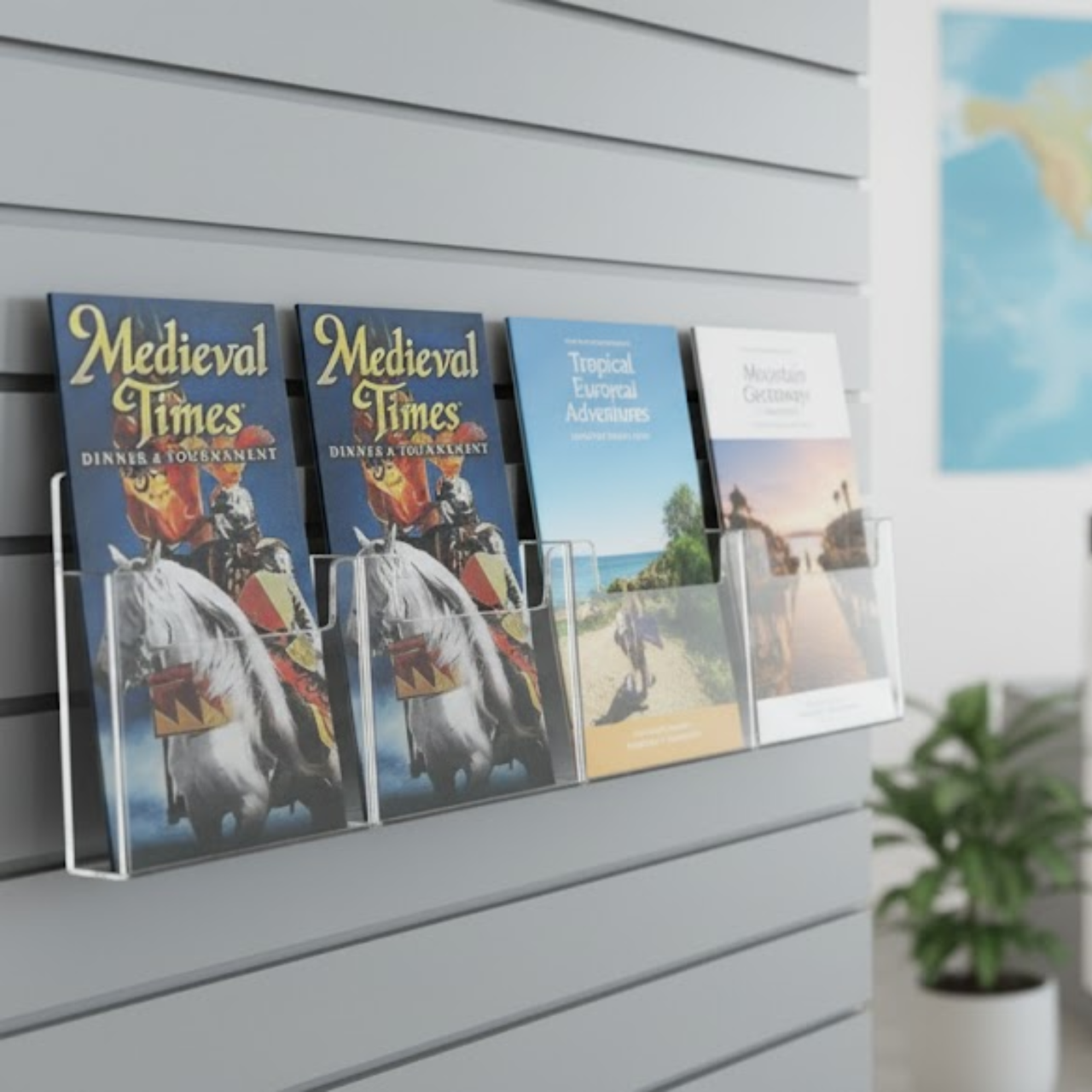 Slatwall 4"W Trifold Brochure Holder 4 Slot Display