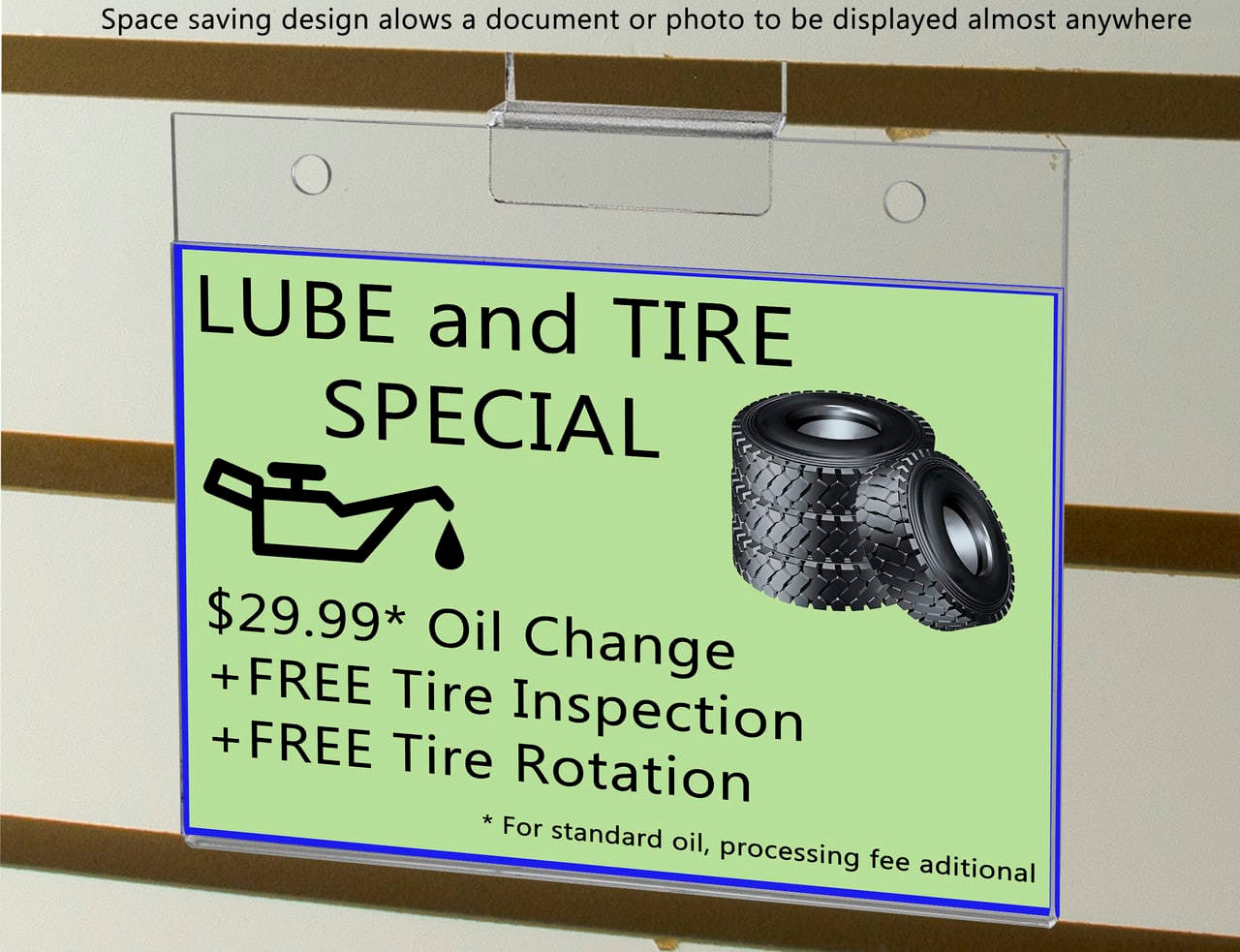 6"W x 4"H Slatwall Sign Holder for Pricing Sales and Specials