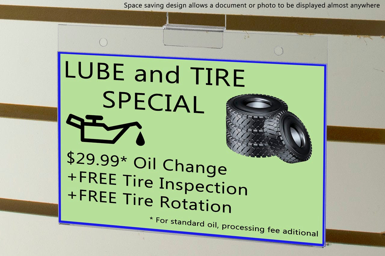 8.5"W x 5.5"H Slatwall Sign Holder for Pricing Sales and Specials