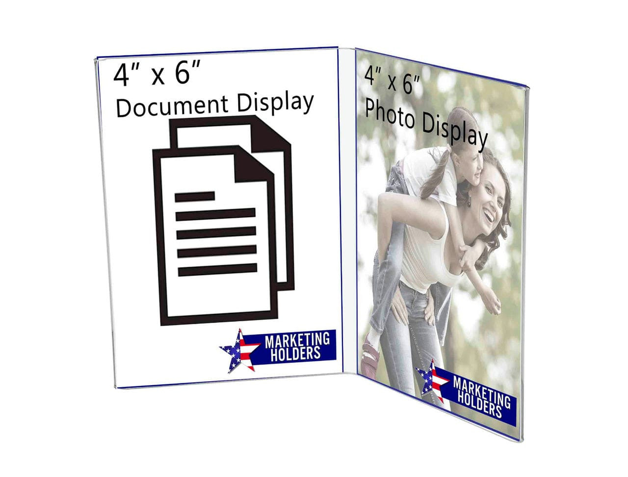 4"W x 6"H Sign Holder Double Panel Book Style Frame Table Tent