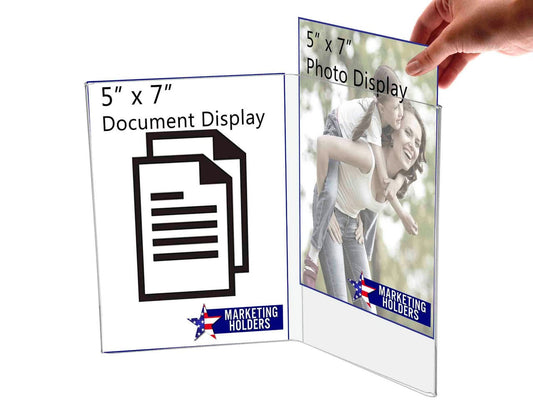 5"W x 7"H Double Panel Table Tent Sign Holder Book Style Frame