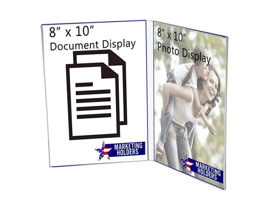 8"W x 10"H Sign Holder Double Panel Book Style Frame Table Tent