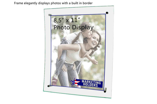 8.5"W x 11"H Sign Holder Curved Green Edged Picture Display