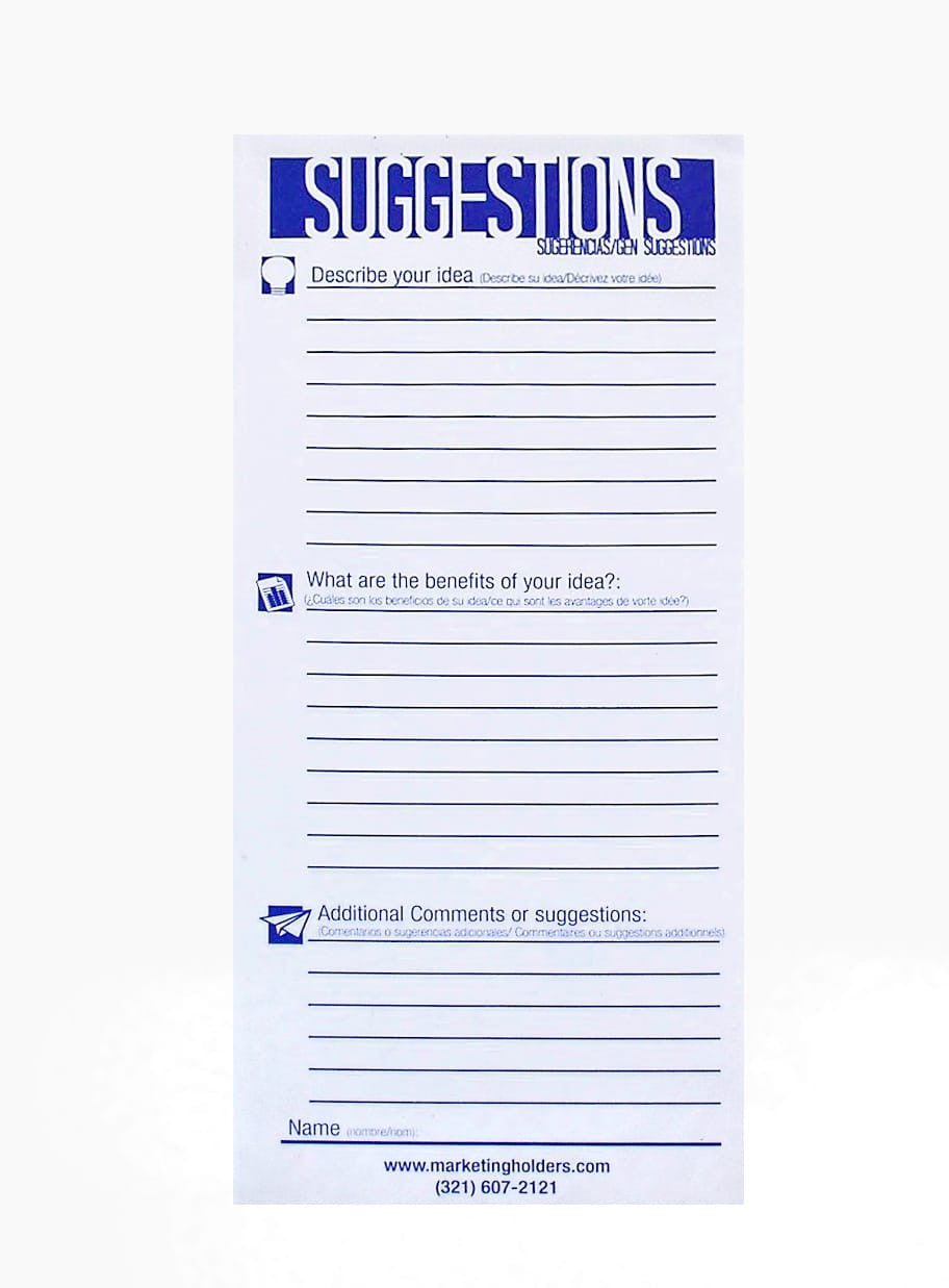 3.5"W Blank Suggestion Forms 25 Per Pad Ballot Box Dark Blue