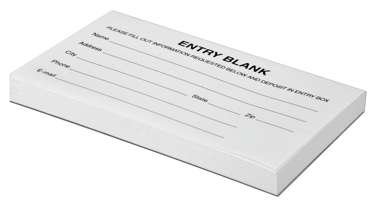 5" Blank Paper Raffle Contest Entry Forms Pad of 100 Sheets