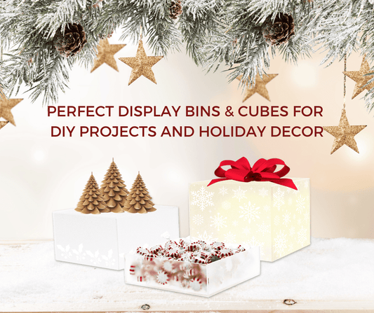 Nesting Display Boxes 3 Piece Retail Product Bin 5 Sided Cube