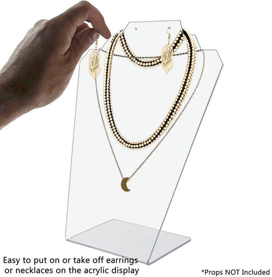 Jewelry Stand Earring Necklace Slant Back Display Showcase