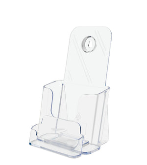 Trifold Brochure Holder for 4"W Literature with Business Card Slot
