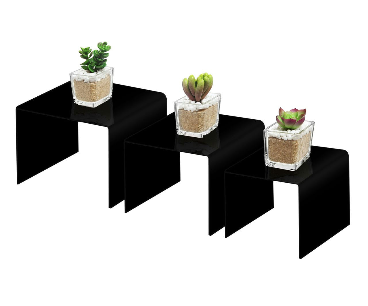 3 Piece Black Acrylic 5" 6" 7" Display Pedestals