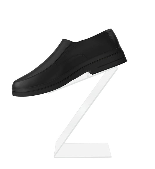 White Z Shaped Retail Shoe Riser with Heel Stop 8.5"H Display Pedestal