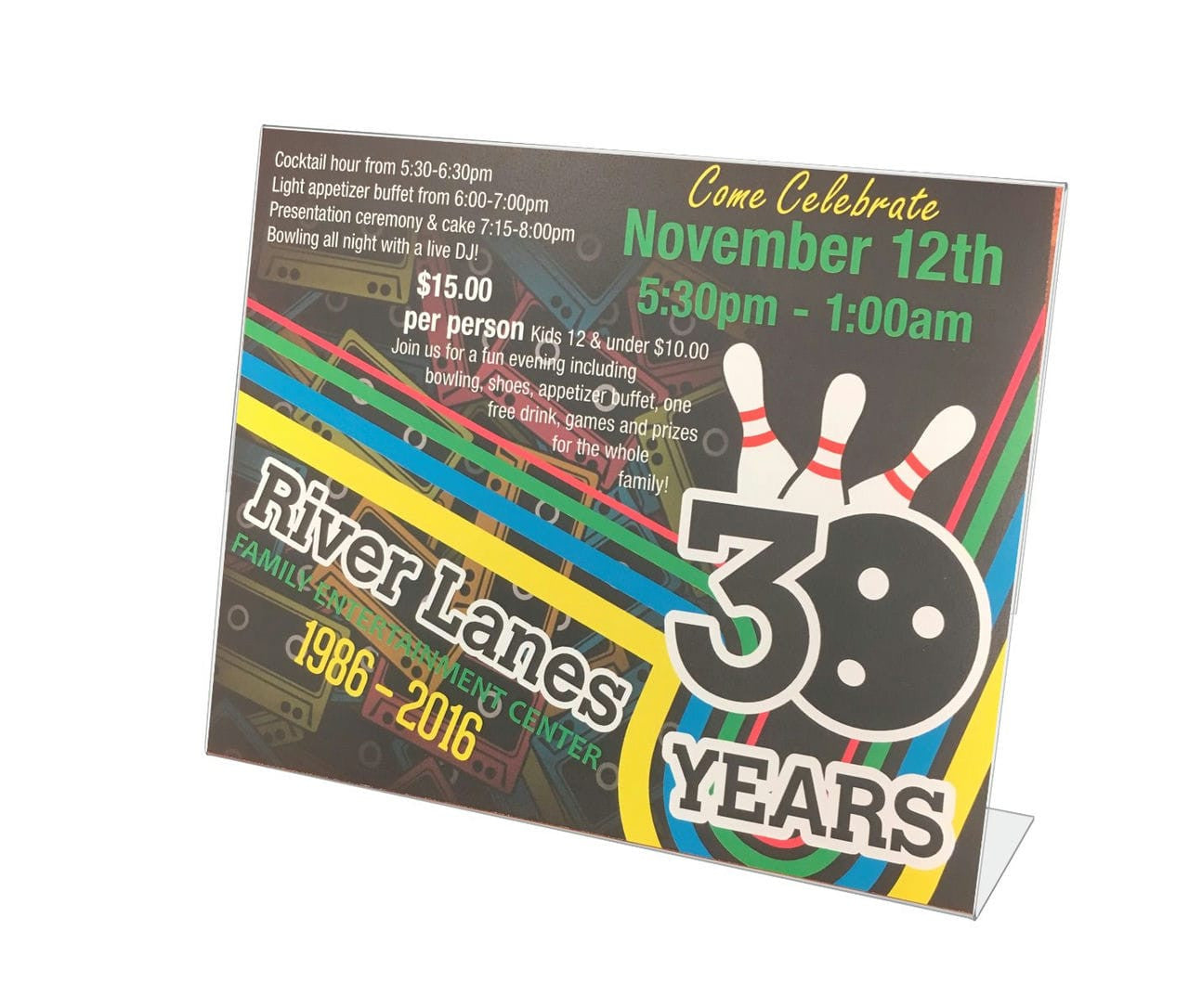 11"W x 8.5"H Side Load Acrylic Sign Holder - Slant Back Landscape