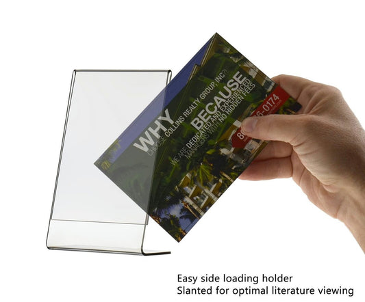 4"W x 6"H Sign Holder Side Load Photo Frame Slant Back Tabletop