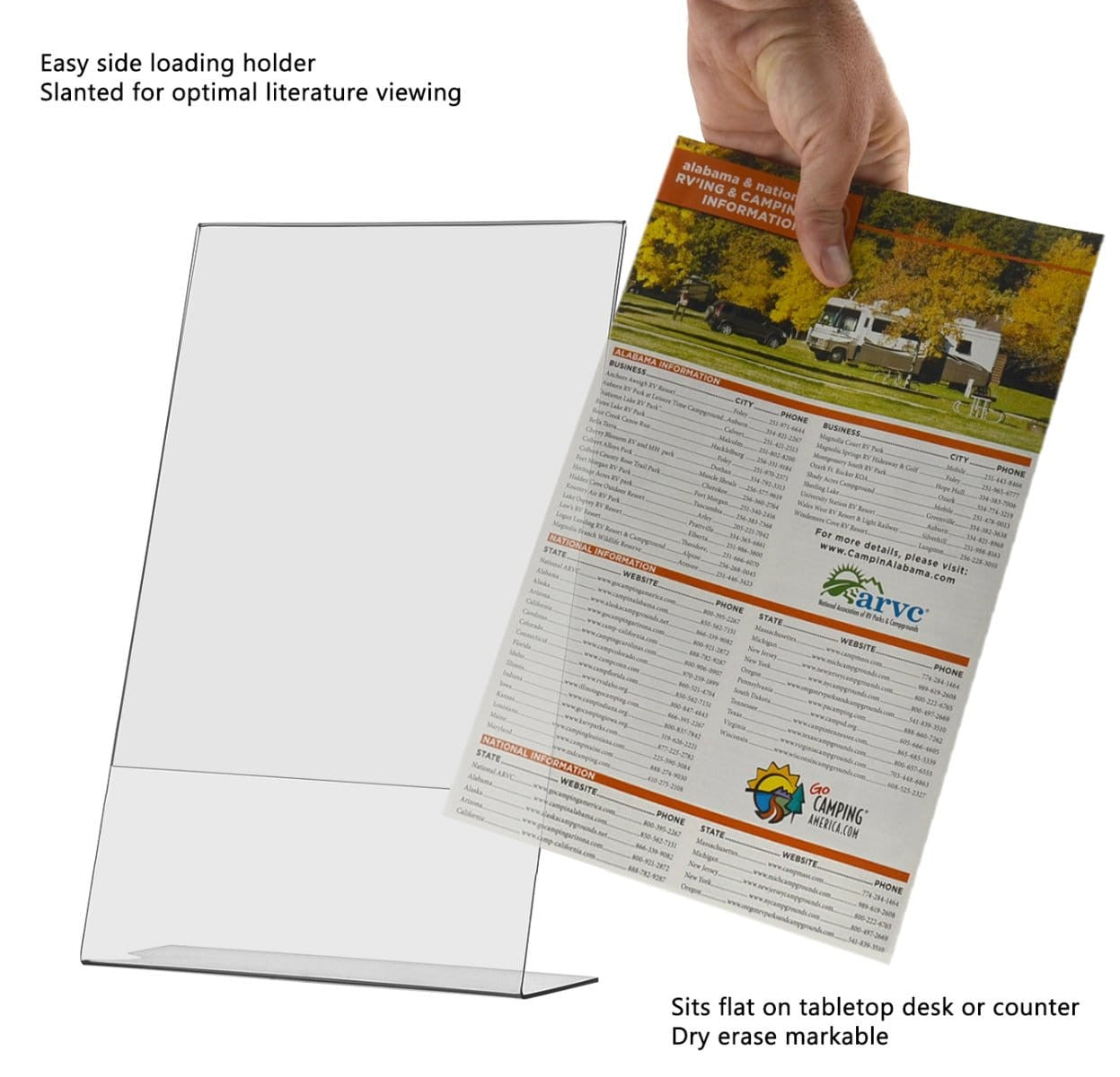 8.5"W x 14"H Side Load Acrylic Sign Holder - Slant Back