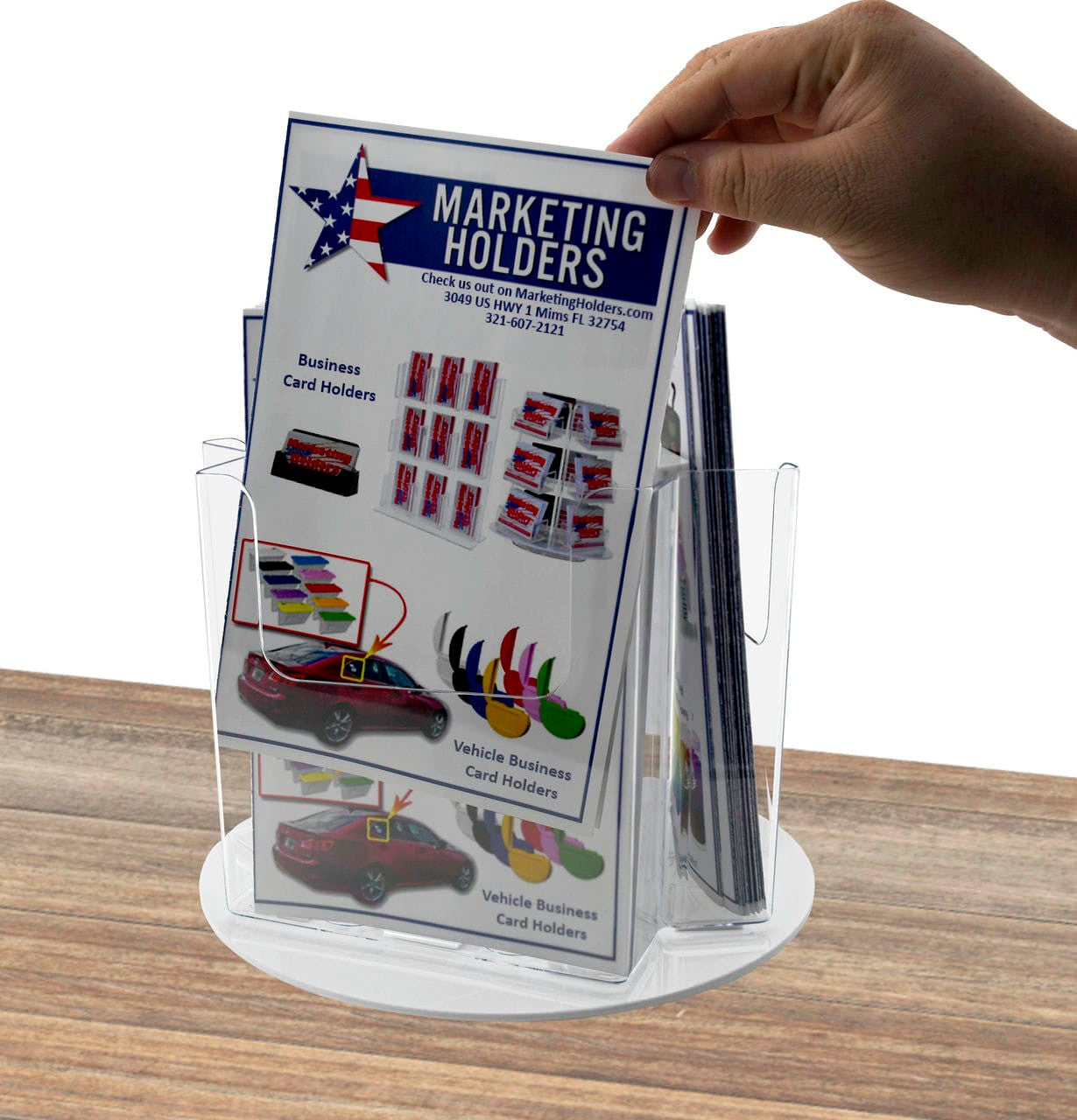 Rotating Brochure Holder for 6"W Bifolds Countertop Stand