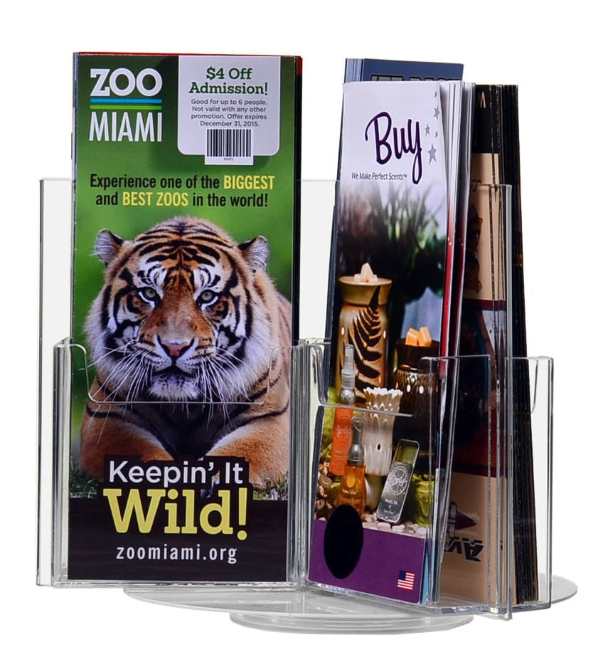 Rotating Holder for 4"W Brochures 6 Pocket Countertop Display
