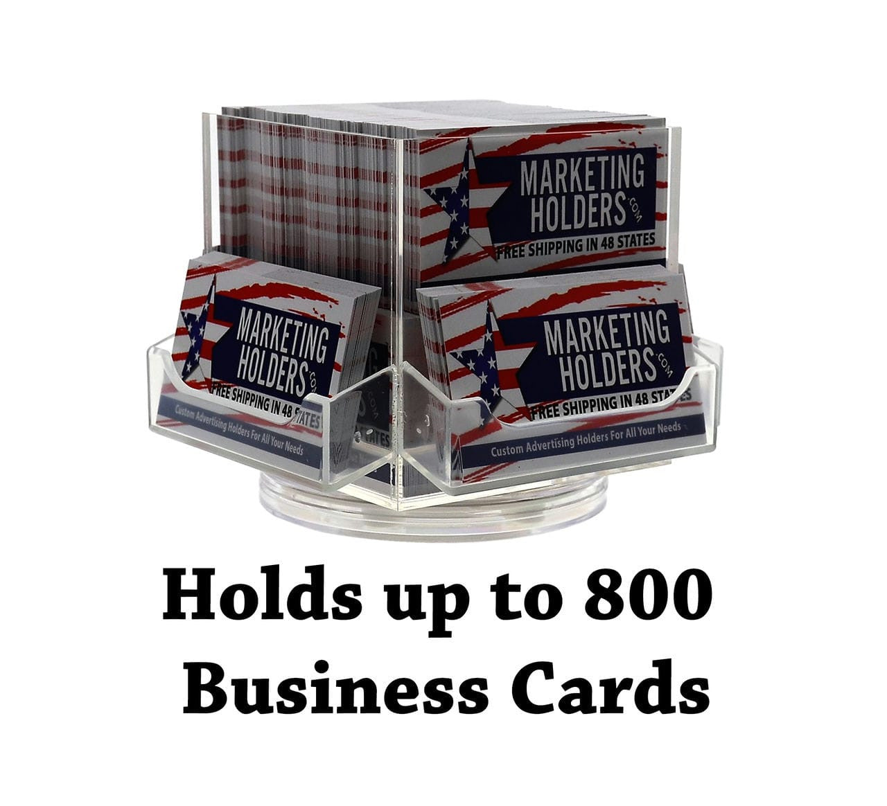 Spinning Business Card Holder with 4 Pockets and Center Storage Bin