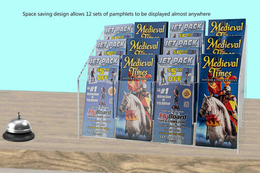 Brochure Holder Multi Tier 12 Pocket for 4"W Trifolds and Menus