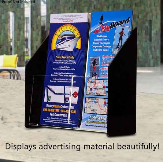 4"W Unique Trifold Brochure Holder Rack Card Stand Display