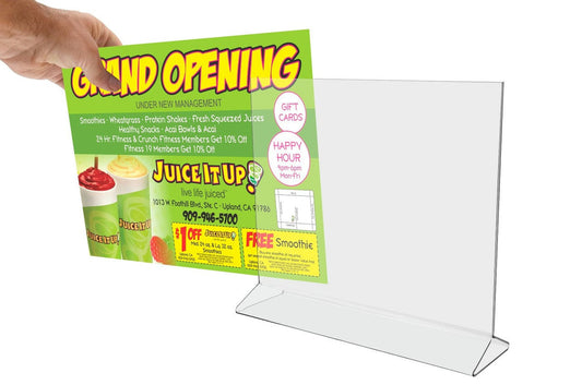 11"W x 8.5"H Sign Holder Top Load Double Sided Table Tent