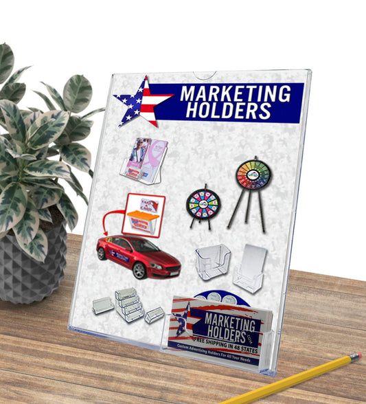 8.5"W x 11"H Slant Back Sign Holder with Gift Card Pocket