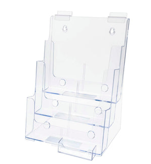 Slatwall Brochure Flyer Holder 3 Tier with Business Card Pocket