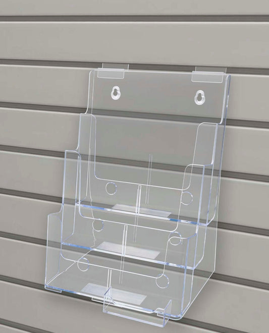 Slatwall Brochure Flyer Holder 3 Tier with Business Card Pocket