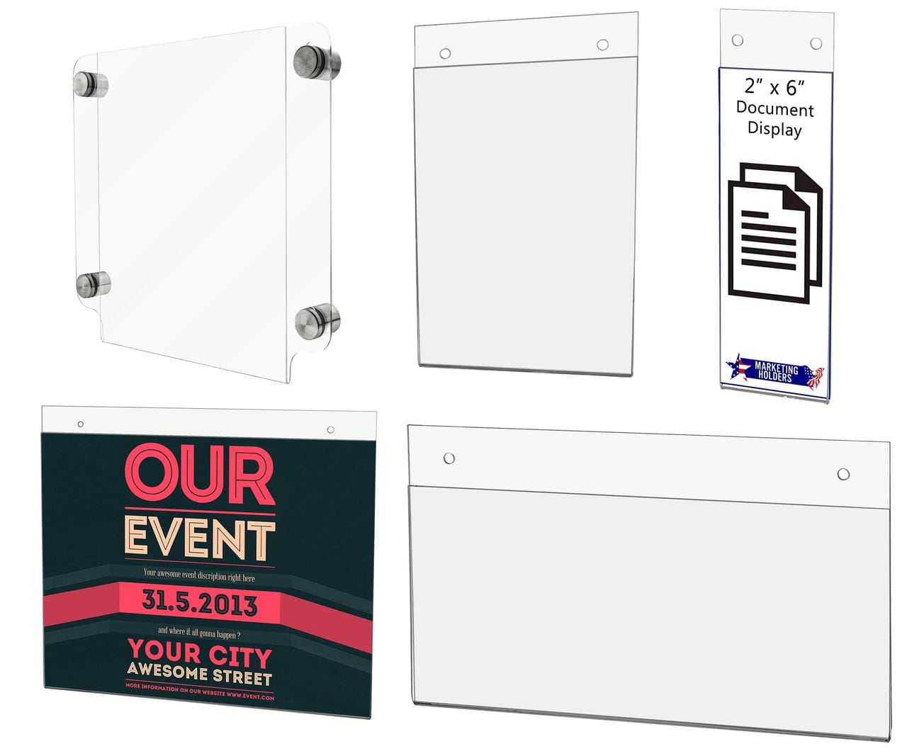 Sign Holders with Mounting Holes