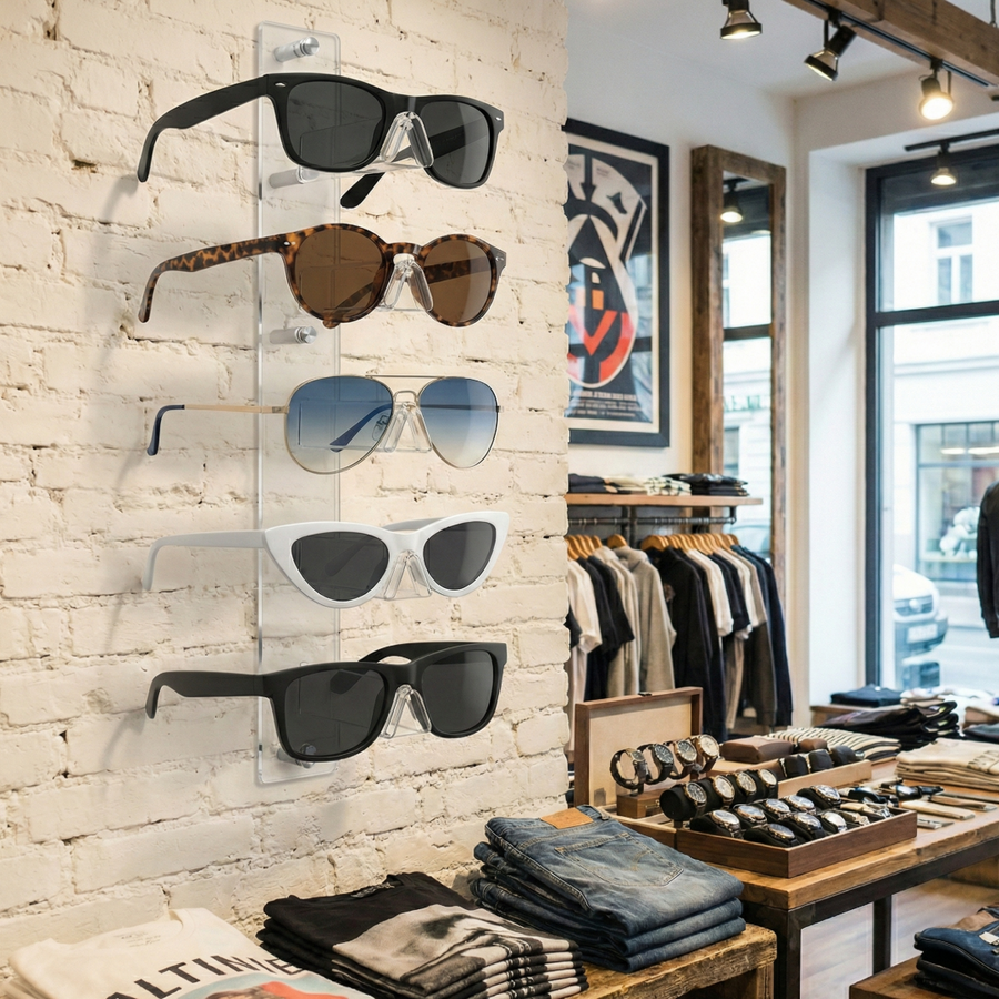 Acrylic Wall-Mounted Sunglass & Eyeglass Display Racks